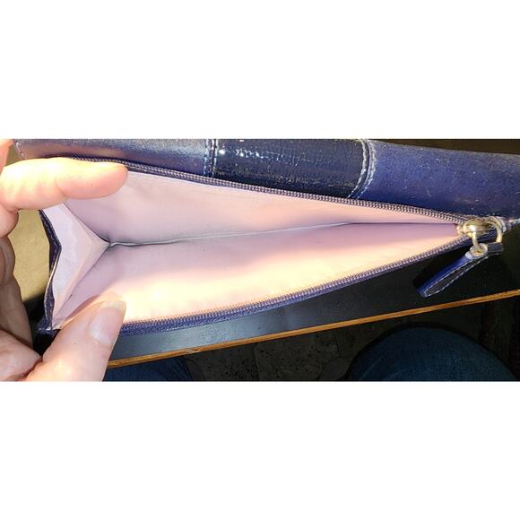 Coach dark blue leather tr-fold wallet - Picture 5 of 7